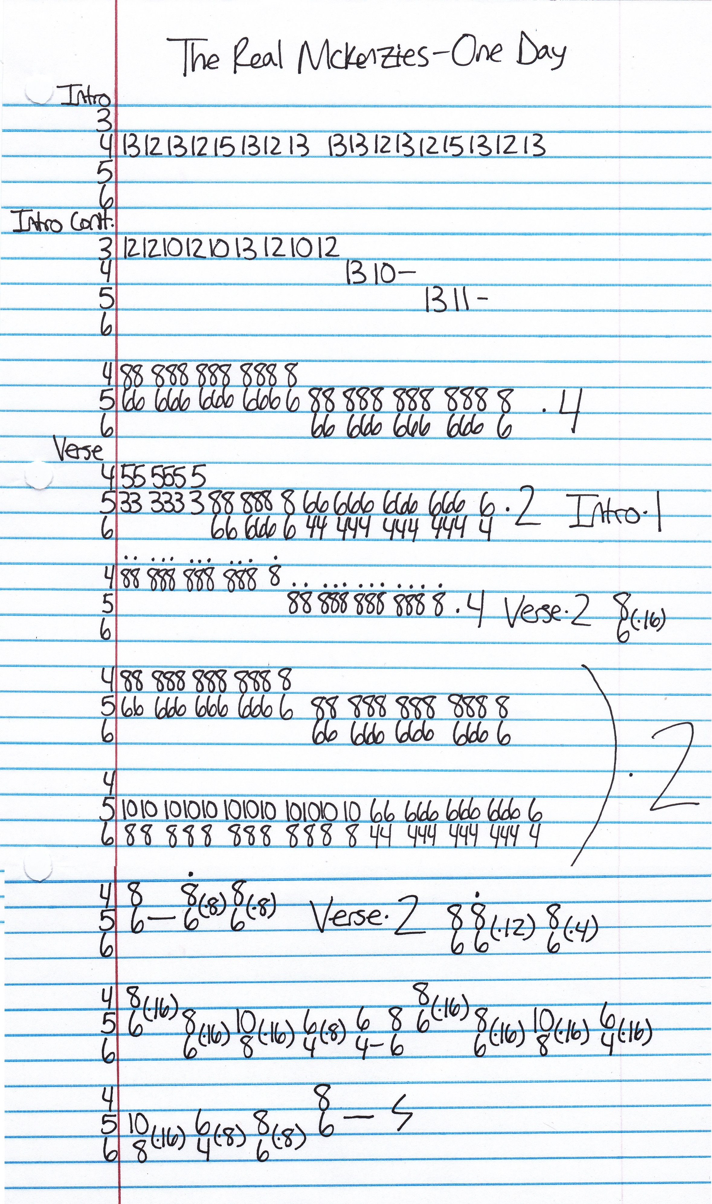 High quality guitar tab for One Day by The Real McKenzies off of the album Two Devils Will Talk. ***Complete and accurate guitar tab!***